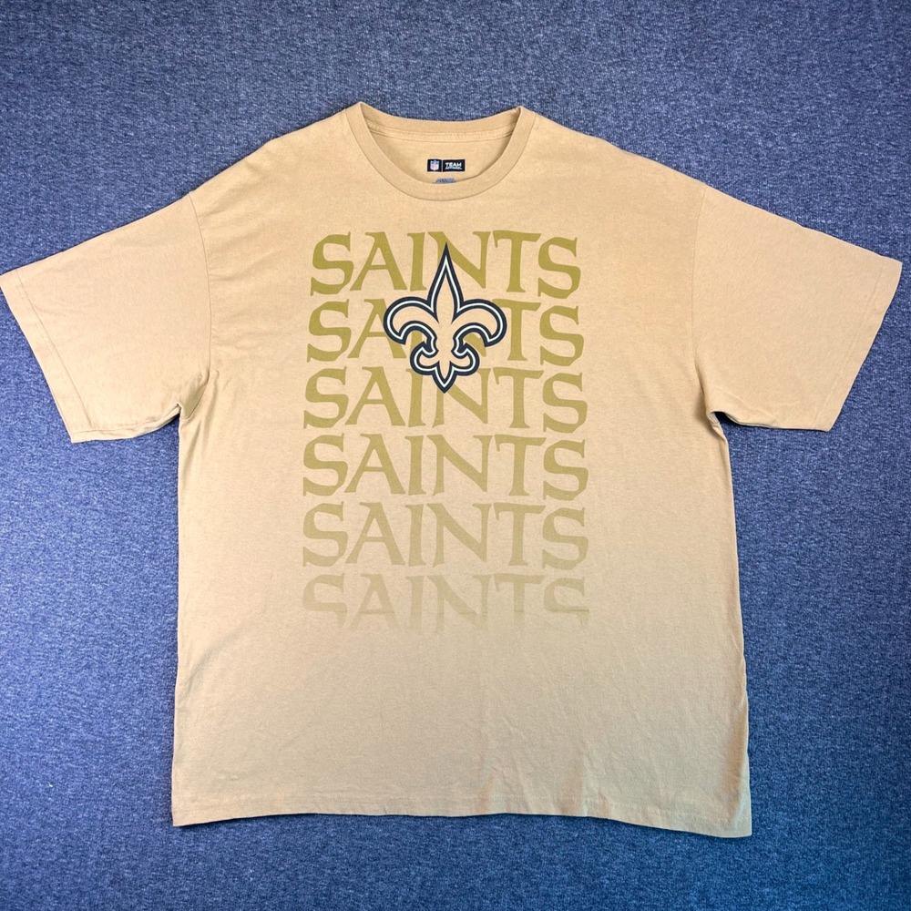 NFL New Orleans Saints Shirt Men Size 2XL Tan Fleur De Lis Football Team Apparel